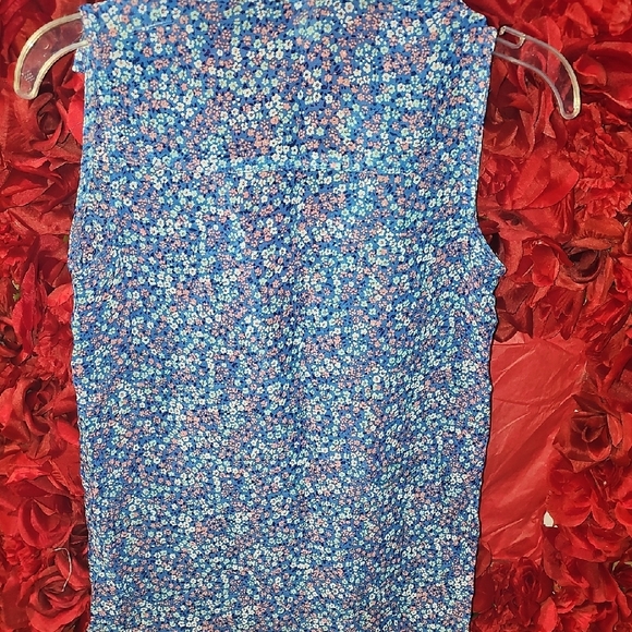 Cherokee Blue Sleeveless Button Down Shirt with Notched Collar See Thru Size 7/8 - Picture 6 of 6